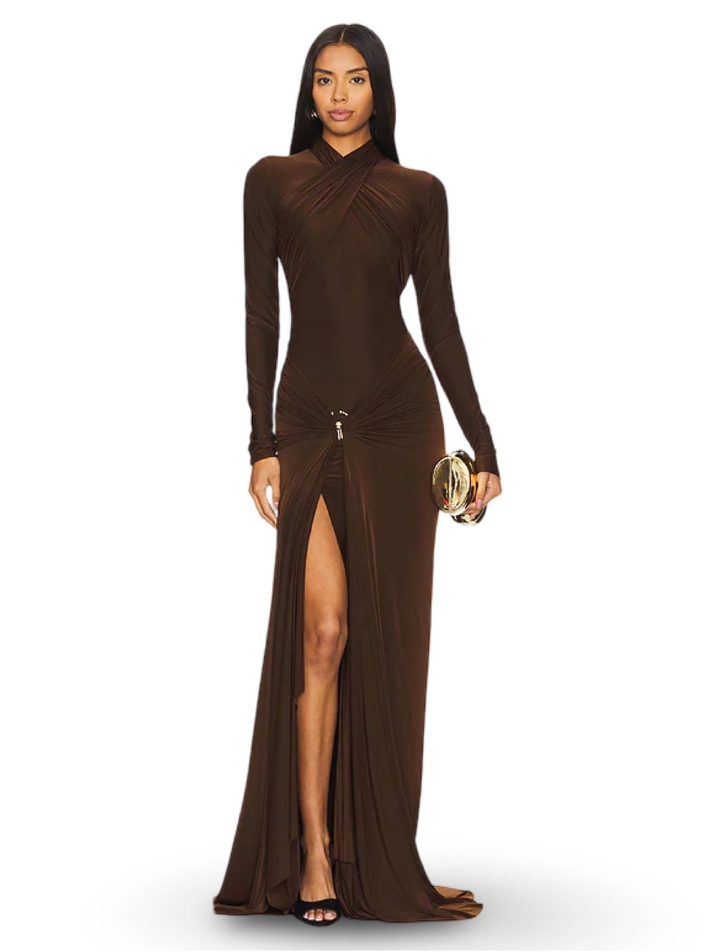 Deme by Gabriella June Long Sleeve Halter Maci Dress Sz S MSRP 380 Revolve NWT